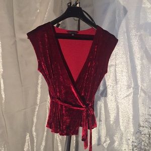 Banana Republic Red crushed Velvet Wrap Shirt